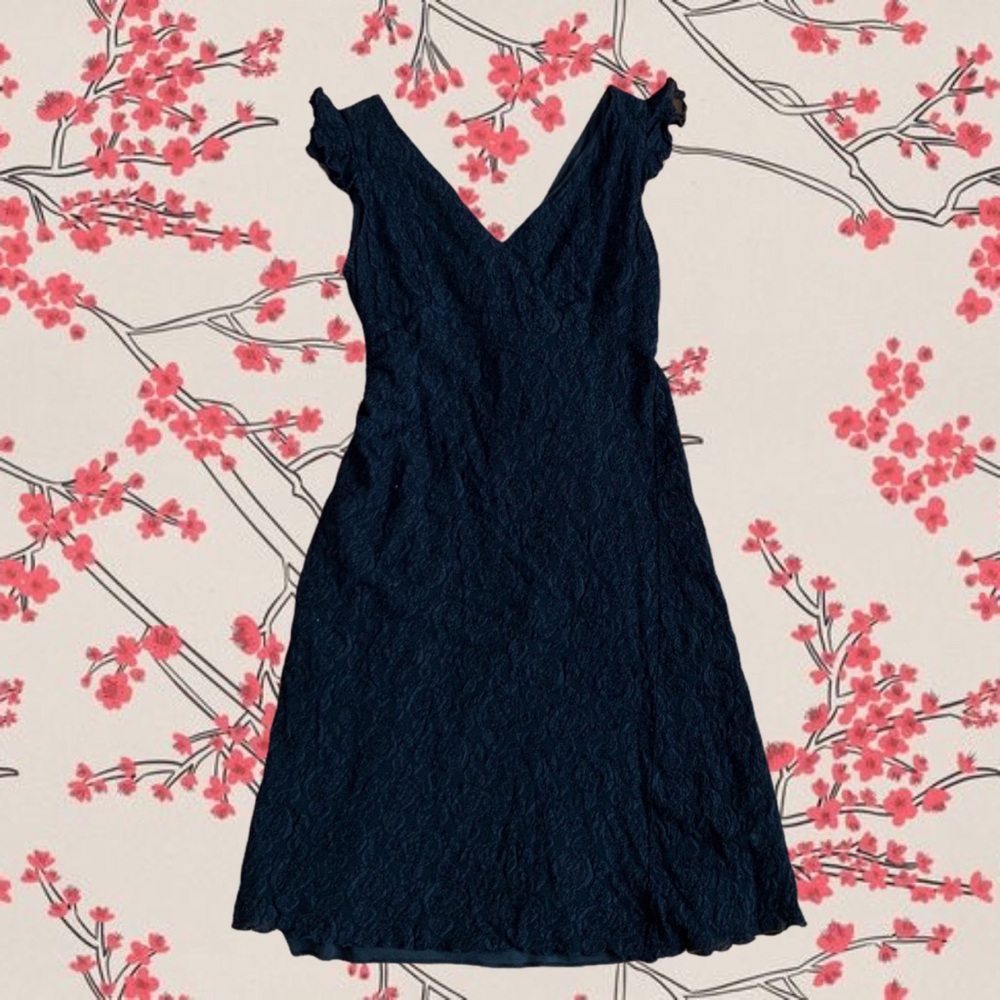 Anna Sui black lace midi dress